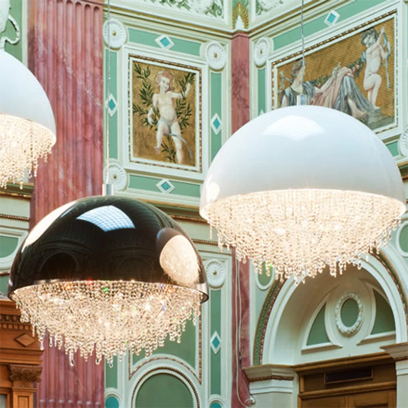 

Milan Designer Luxury Crystal Chandelier White Black Led Round Chandelier Lighting For Villa Living Room Dining Room G9 Bulb