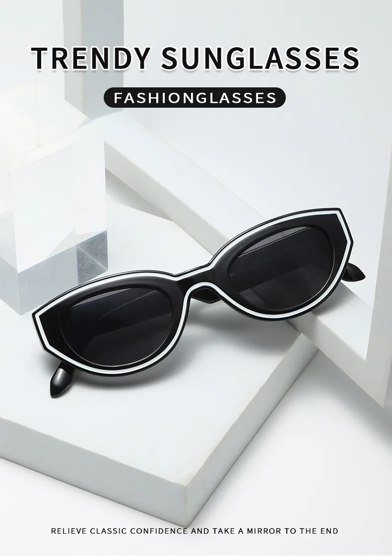 Neue Ankunft Platz Cat Eye Sonnenbrille Frauen Oval Vintage Marke Elliptische Sonnenbrille für Weibliche Shades Männliche Brillen Sonnenbrillen – Detail 1
