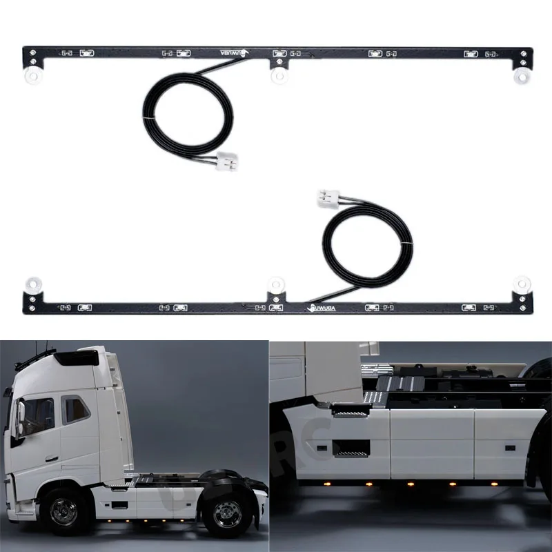 LED 5V Side Skirt Lights for 1/14 Tamiya RC Dump Truck Volvo FH16XL 750 4X2 56375 Car Accessories