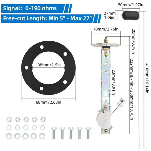 Imagen 2 del producto ZMFJH Juego de 3 uds de sensores 0-190Ohm Sensor de nivel de combustible Sensor de nivel de flotador de aceite Sensor de presión de aceite 1/8NPT Sensor de temperatura del agua 10MM