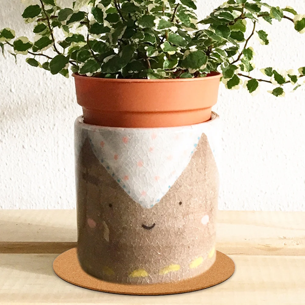 8 pçs cortiça plantas pote esteiras 10cm redondo natural plantador almofadas à prova dwaterproof água anti-deslizamento vaso de flores inferior coasters bandeja de plantas de jardim
