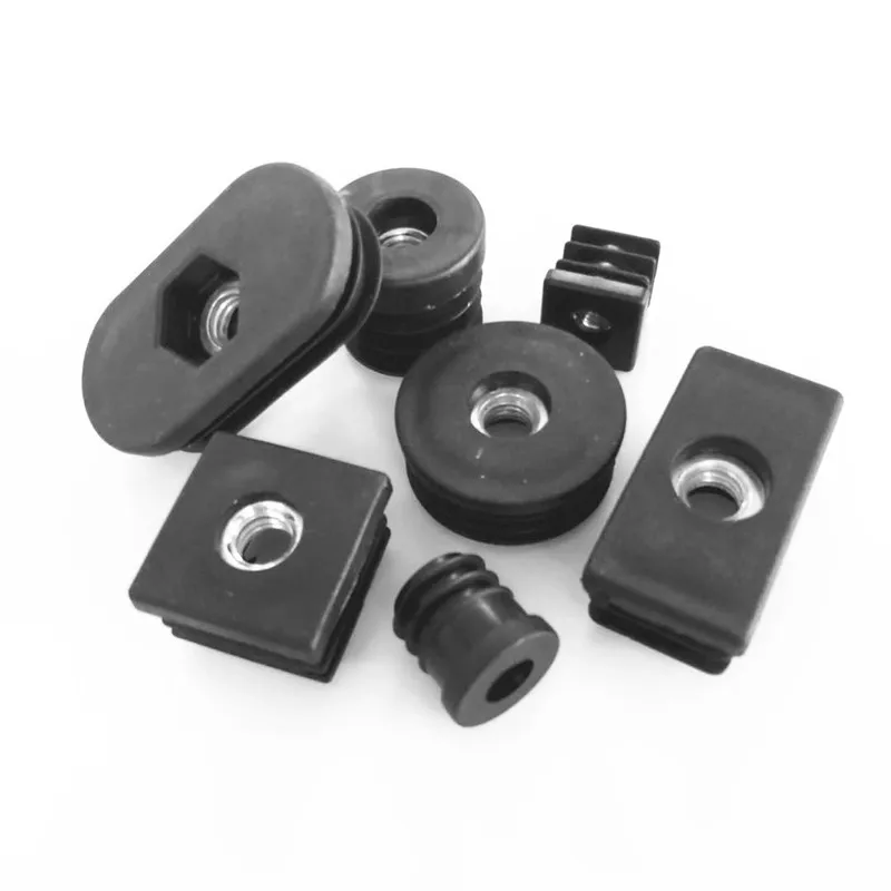 4pcs M8 Plastic Furniture Leg Pipe Hole Plugs with Nut Black Blanking End Cover Chair Leg Caps Protector Furniture Accessories