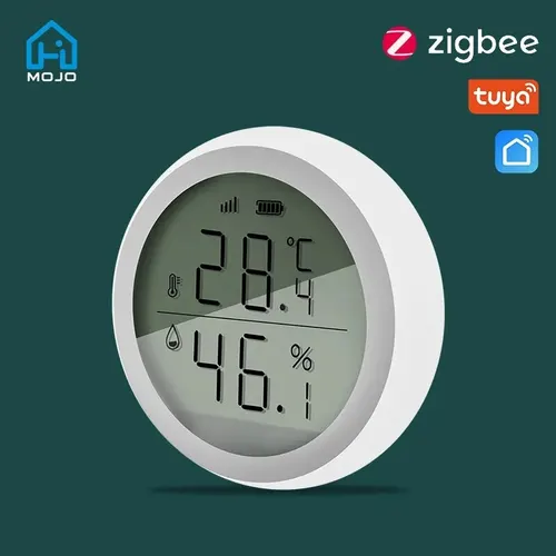Imagen 1 del producto Termómetro inteligente ZigBee Tuya, Sensor de temperatura y humedad interior para el hogar con pantalla LCD, aplicación de Control por voz, Alexa y Google Home