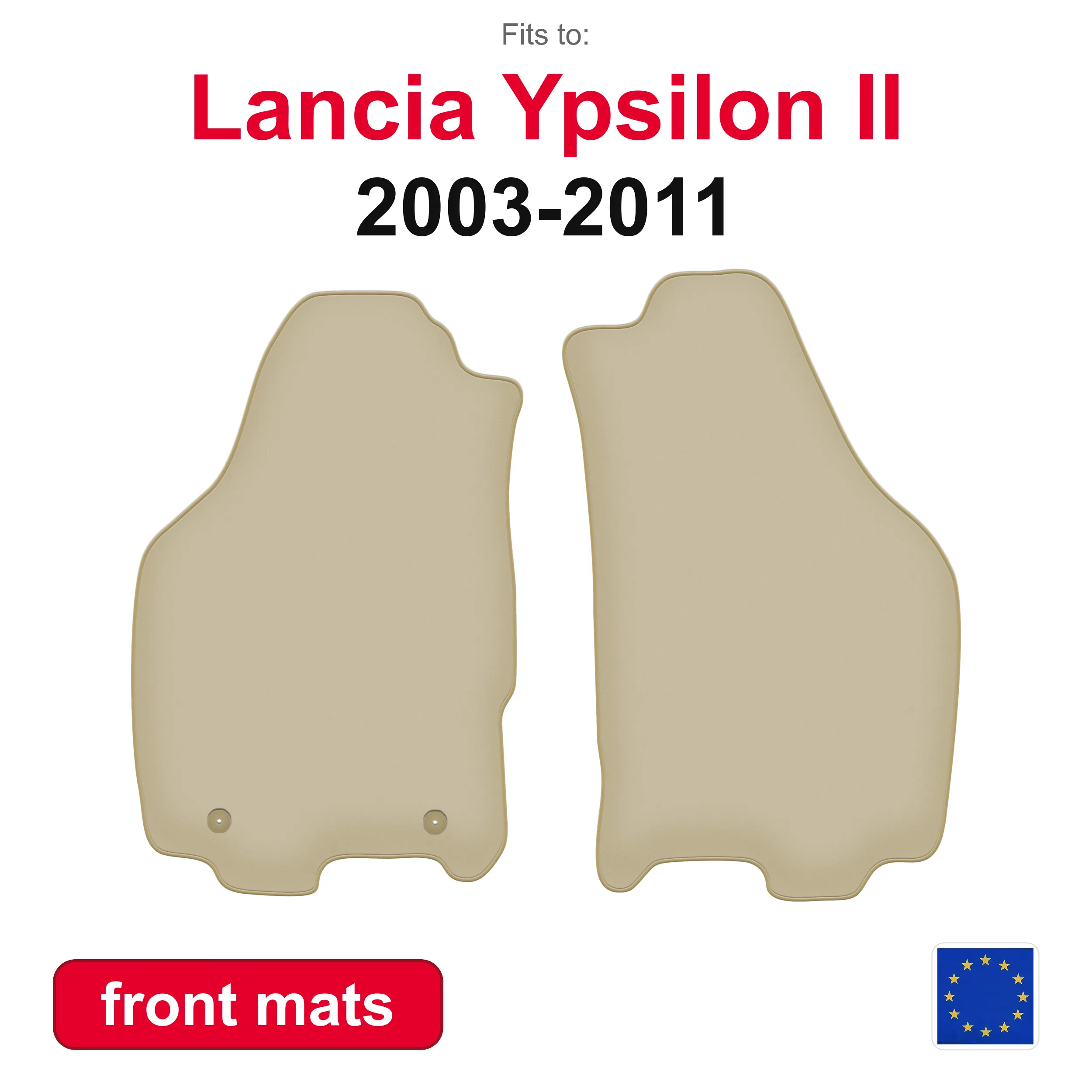 PREMIUM-Autofußmatten für den vorderen Boden für Lancia Ypsilon II Schrägheck (2003–2011) – beige, 2-teiliges Auto-Fußmattenset für den vorderen Boden