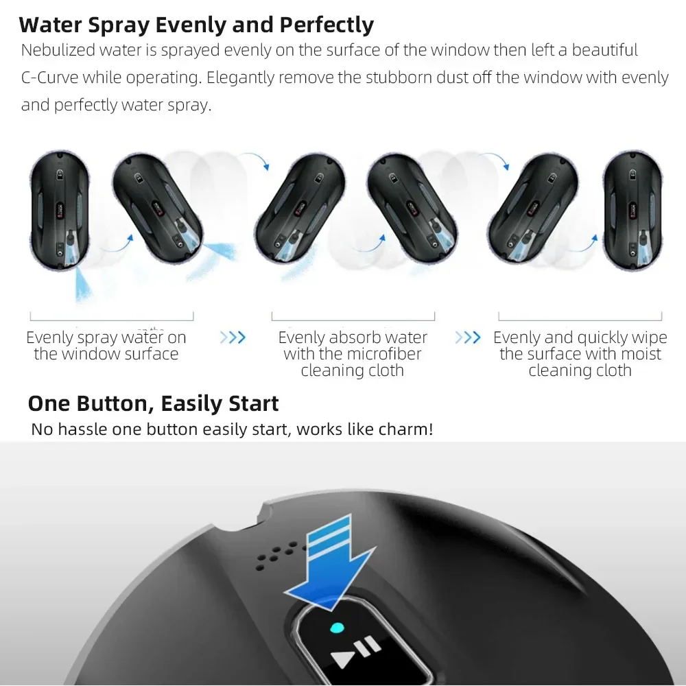 HOBOT-Double Side Magnetic Window Cleaner, Automatic Glass Cleaner, Wireless Remote Control, Commercial, Outdoor, 388