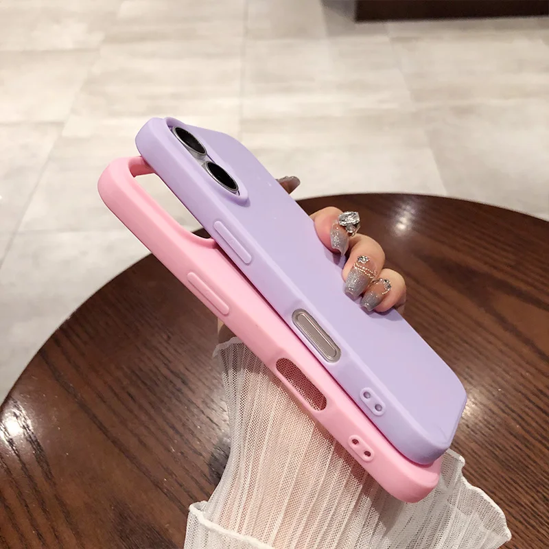 Luxury Silicone Phone Case for IPhone 16 Pro Max 13 14 15 Plus Soft TPU Candy Cover for IPhone 16 Plus Shockproof Case Caque