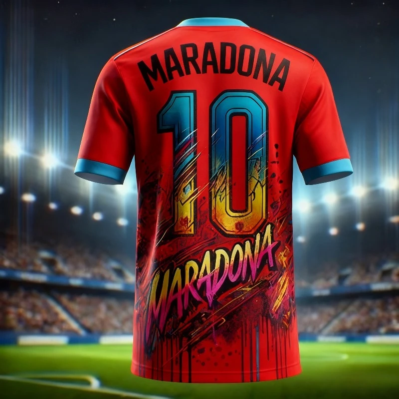تي شيرت رياضي مطبوع عليه Football King Superstar Maradona للرجال بطبعة تذكارية، تي شيرت رياضي يوميًا في الهواء الطلق وجيد التهوية سريعًا