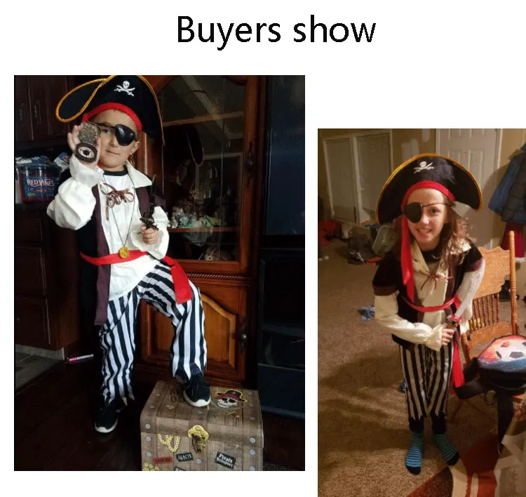 Captain Pirate Skull Costume Kid Boy Girls Halloween Buccaneer Cosplay Outfit Cool Hat Pants Suit