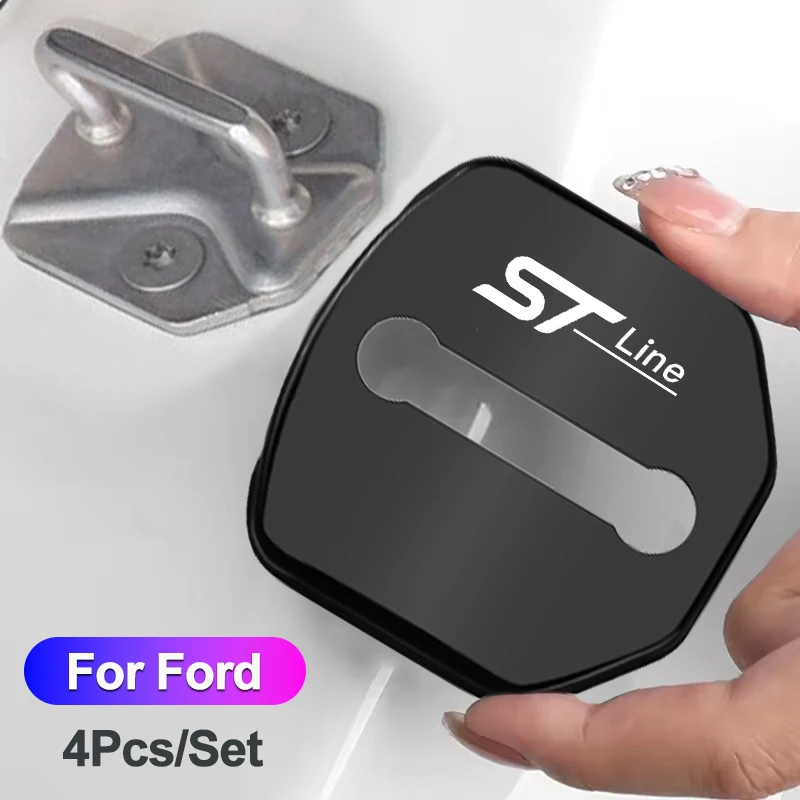 Cubierta de cerradura de puerta de coche, accesorios de protección de acero inoxidable para Ford STLine Escape Puma Kuga Mustang F150 Fusion Taurus GHIA, 4 Uds.
