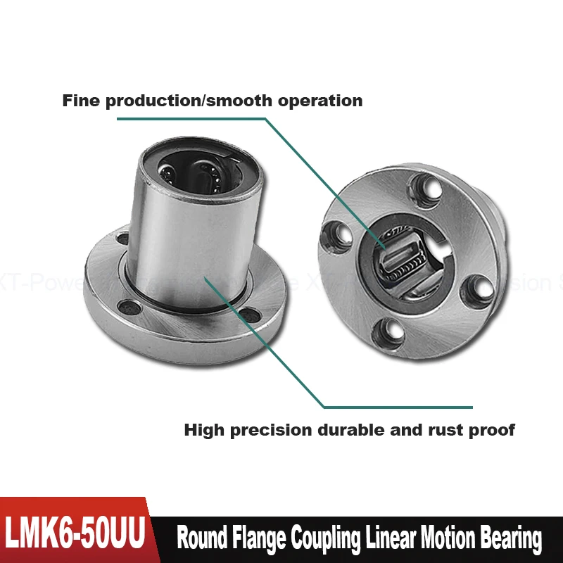 1Pcs Steel Cage Circular Flange Linear Motion Bearing LMF6UU 8 10 12 13 16 20 25 30 35 40 50UU for Various Types of Machinery