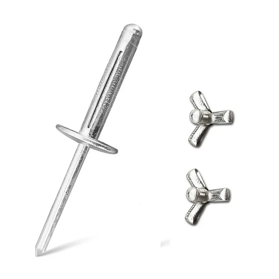 Silver Aluminium Large Flange Trifold Blind Rivets Pop Blind Rivet Aluminium Structural Bulb Rivets Car Interior Air Conditioner