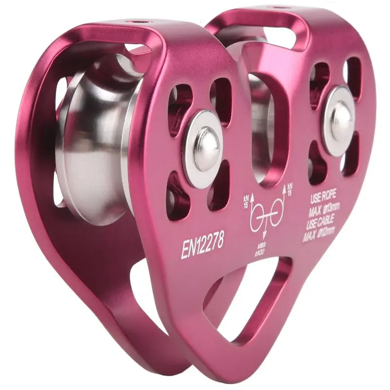 Mar.Outdoor Climbing Pulley Biaxial Transport Steel Cable Expand Heart-Shaped Double Pulley