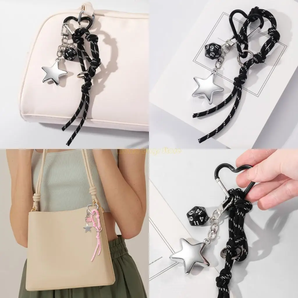 

X90D Lovely Heart Keyholders Braided Rope Keychain Bag Charm Keyring Car Chains