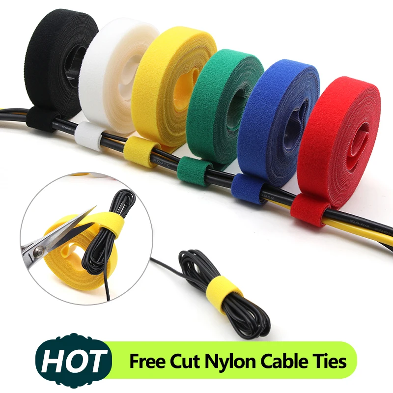 5M/Roll Width 10/15/20/25mm Cable Organizer USB Cable Winder Management nylon Free Cut Ties Mouse earphone Hoop Tape Protector