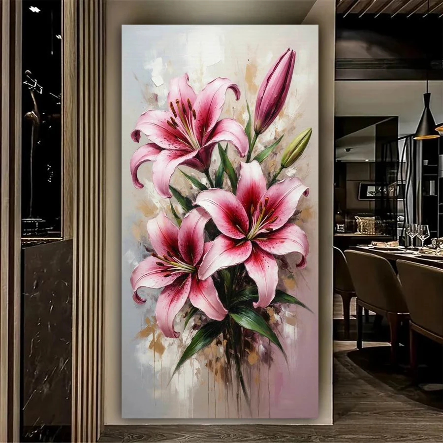 

Abstract Colorful Flowers Large Size Diy Diamond Art Painting Lily Full Square Round Drill Mosaic Embroidery Picture Wall Decor