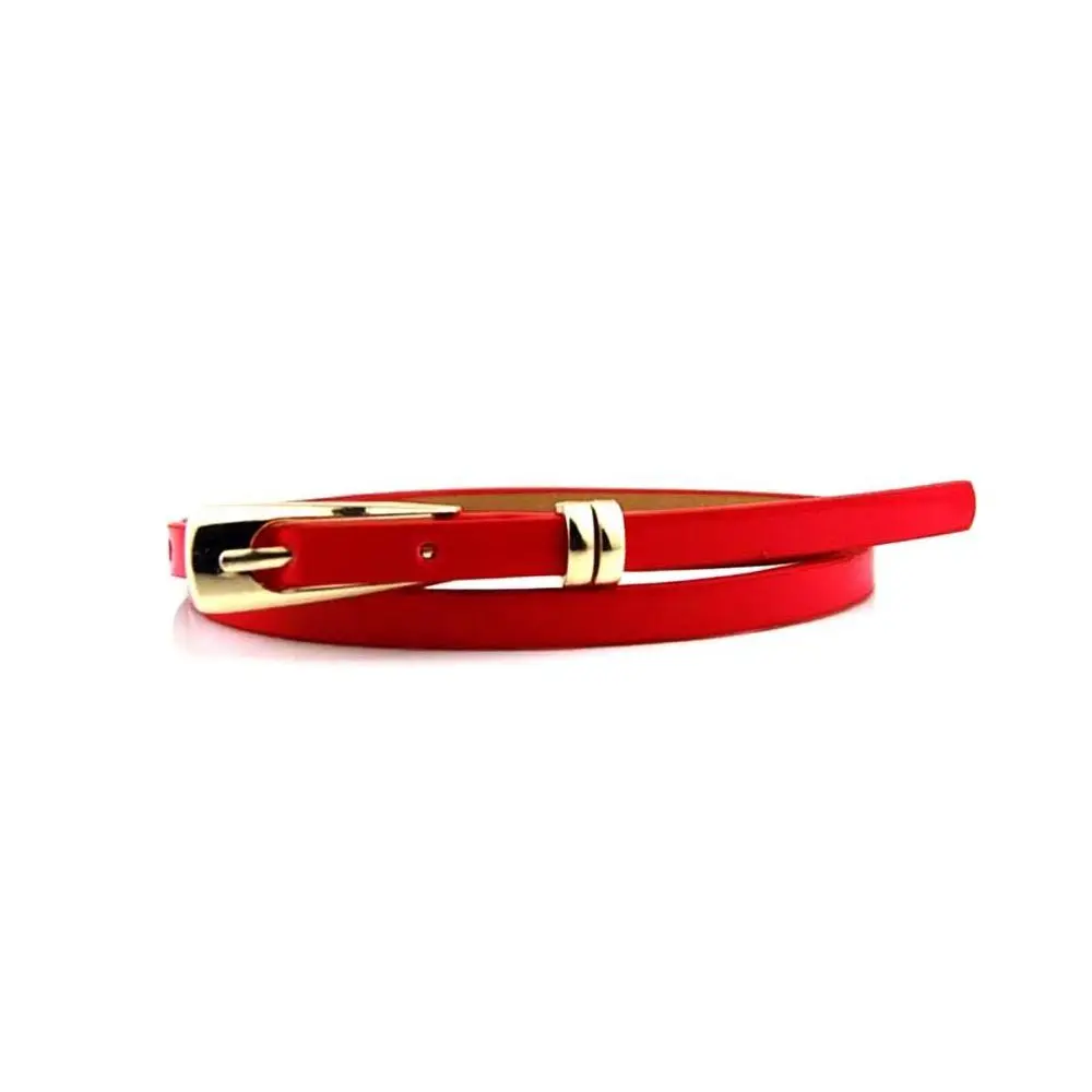 PU Leather Alloy Fashion Narrow Leather Women Multicolor Decoration Girl Lady Waist Thin Skinny Belt