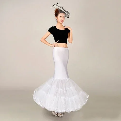 White Mermaid Petticoat Underskirt Crinoline for Wedding Dress