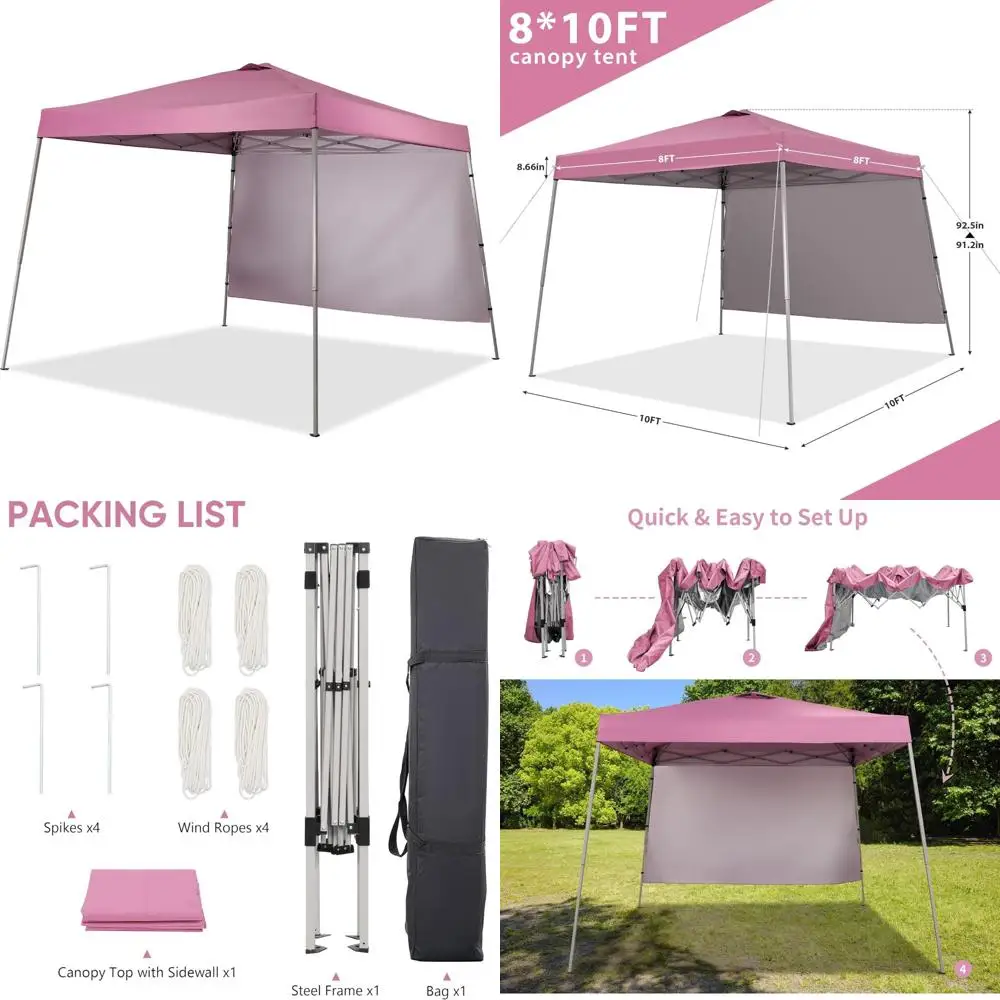 

Portable Outdoor Instant Pop Up Canopy with Slanted Legs, Sidewall, Equipment Vents, Ideal for Patio and Deck Shelters