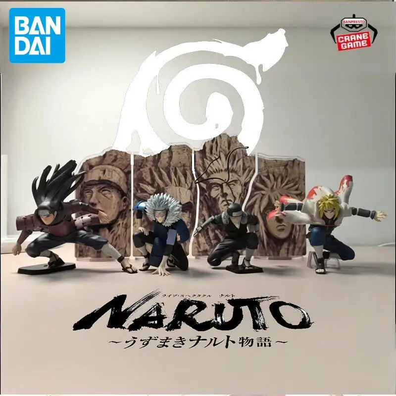 

In Stock Bandai Original Naruto Konoha's Hokage F4 Anime Figures Action Model Cartoon Doll Desktop Toys Pvc Decor Festival Gifts
