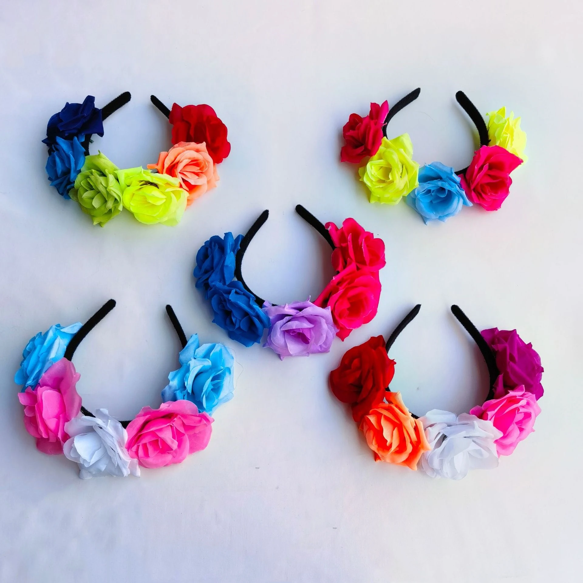 Women Bohemia Handmade Floral Headband Big Rose Flower Hairband Accessories Girls Bridemaids Wreath Party Hair Ornaments Floral