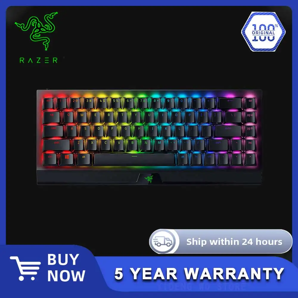 

Razer BlackWidow V3 Mini HyperSpeed 65% Wireless Mechanical Gaming Keyboard-Chroma RGB - Up to 200 Hr Battery - Snap Tap