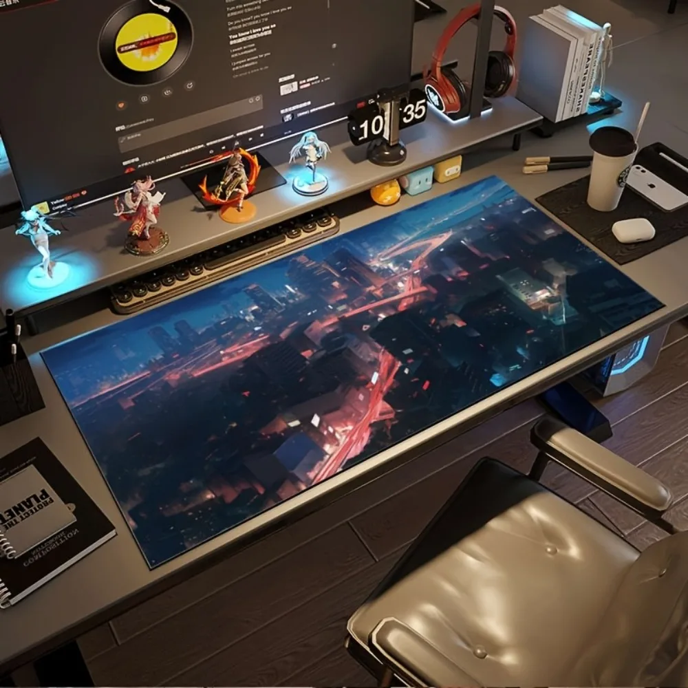 Neon City Traffic Rubber Table Mat desk accessories alfombrillas para escritorio alfombrillas gaming tapete escritorio