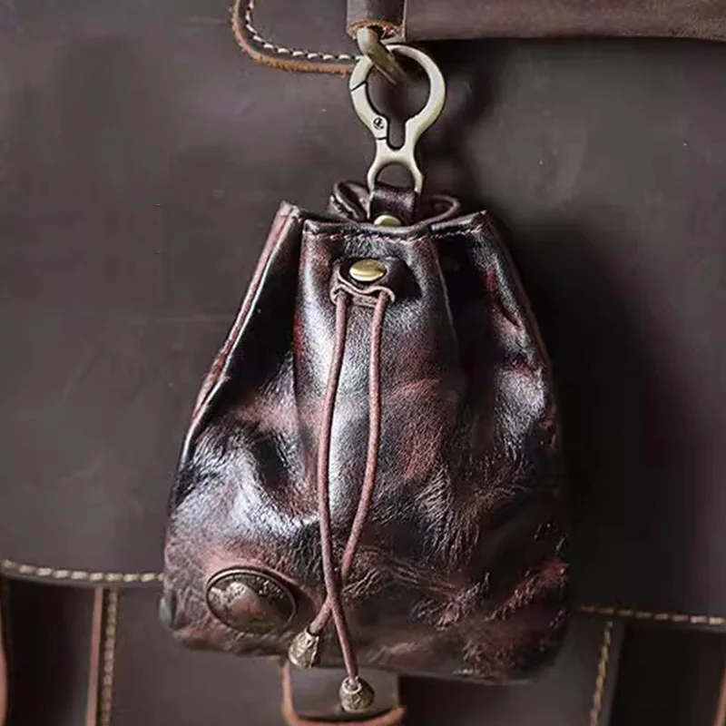 WERLLANDS PU Leather Retro Drawstring Key Case Coin Purse image 2