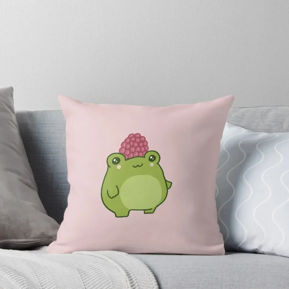 

Pastel Raspberry Frog: Cute and Chubby Kawaii Cottagecore Aesthetic for Hipster Kidcore Fans Throw Pillow