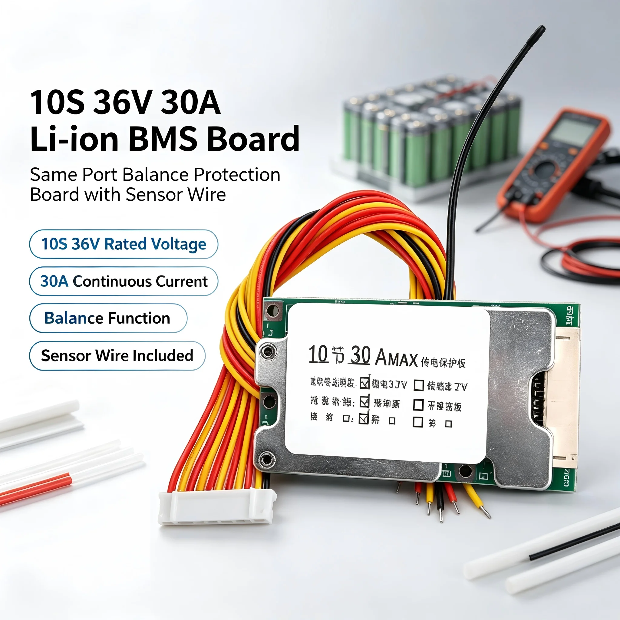 BMS 10S 36V 30A Lithium Battery Charge Board PCB 18650 Battery Balanced Protection Board Li-ion Cell Balancer for Electric Car