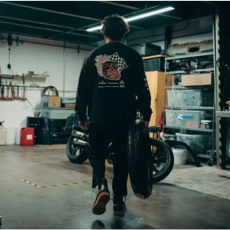 Fashionable Cycling Round Neck Long Sleeved Hoodie Cycling Retro Clothing