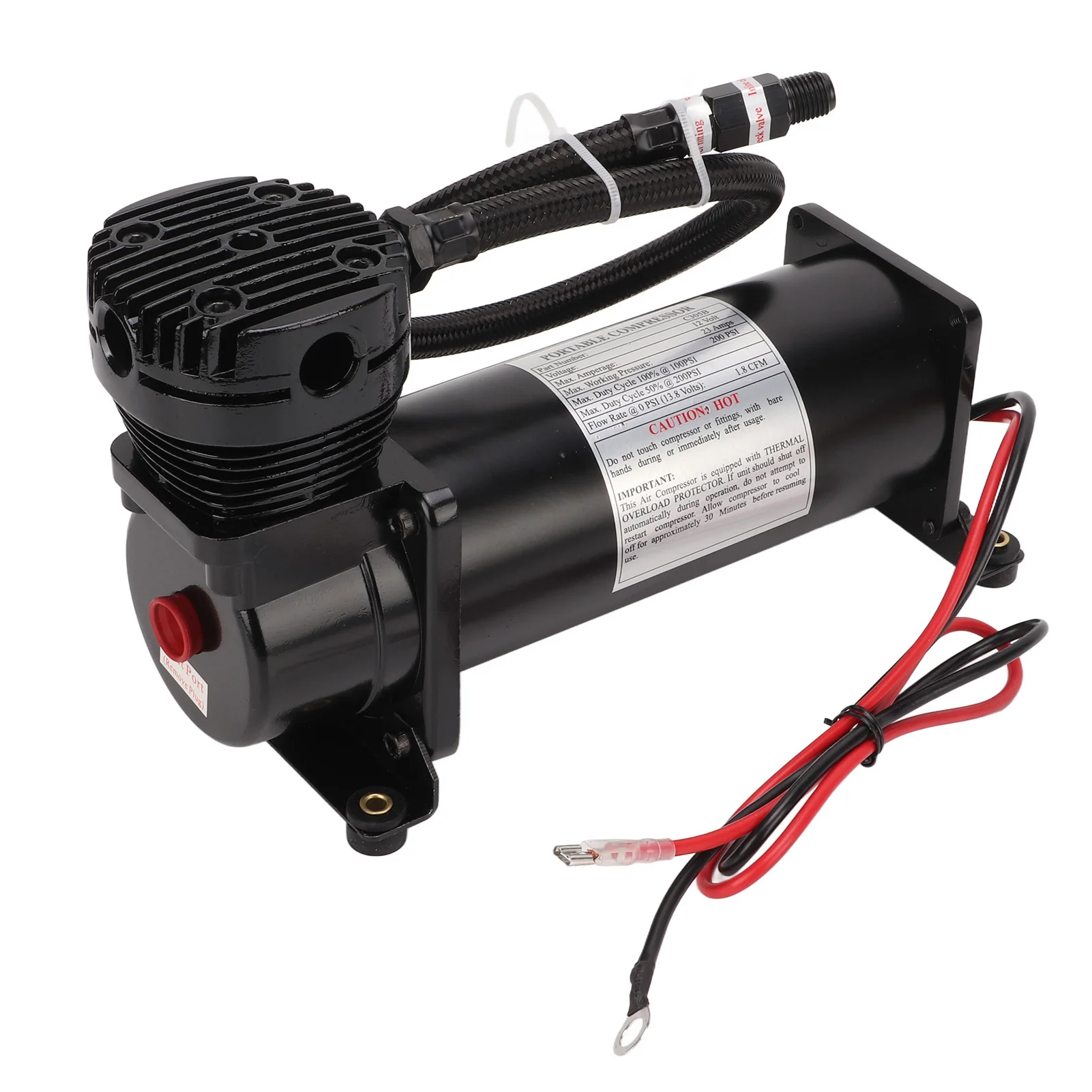 200 PSI Air Compressor Copper Wire with Temperature Control Switch Heavy Duty Universal for 12V Vehicle Yacht Ship