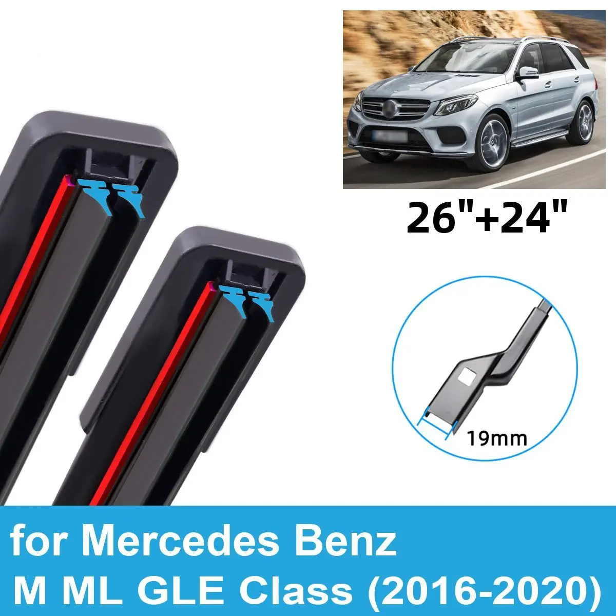 

2PCS Car Wiper Blades for 2016-2020 Mercedes Benz M ML GLE Class Front Windscreen Windshield Double Rubber Car Accessories 2020