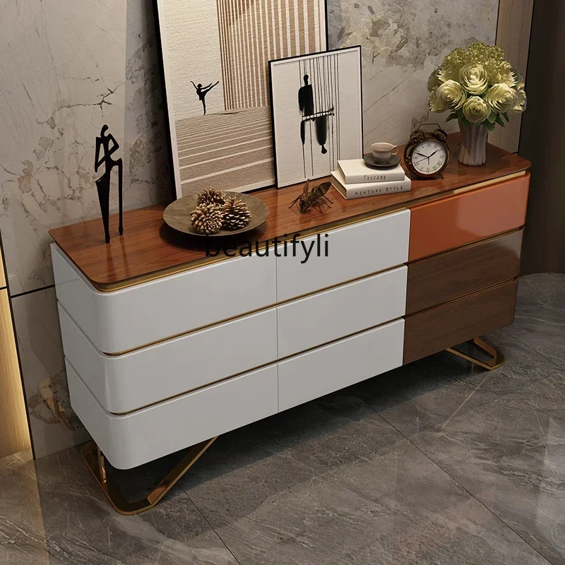 

Italian light luxury entrance cabinet modern living room partition storage bucket cabinet aisle decorative side cabinet