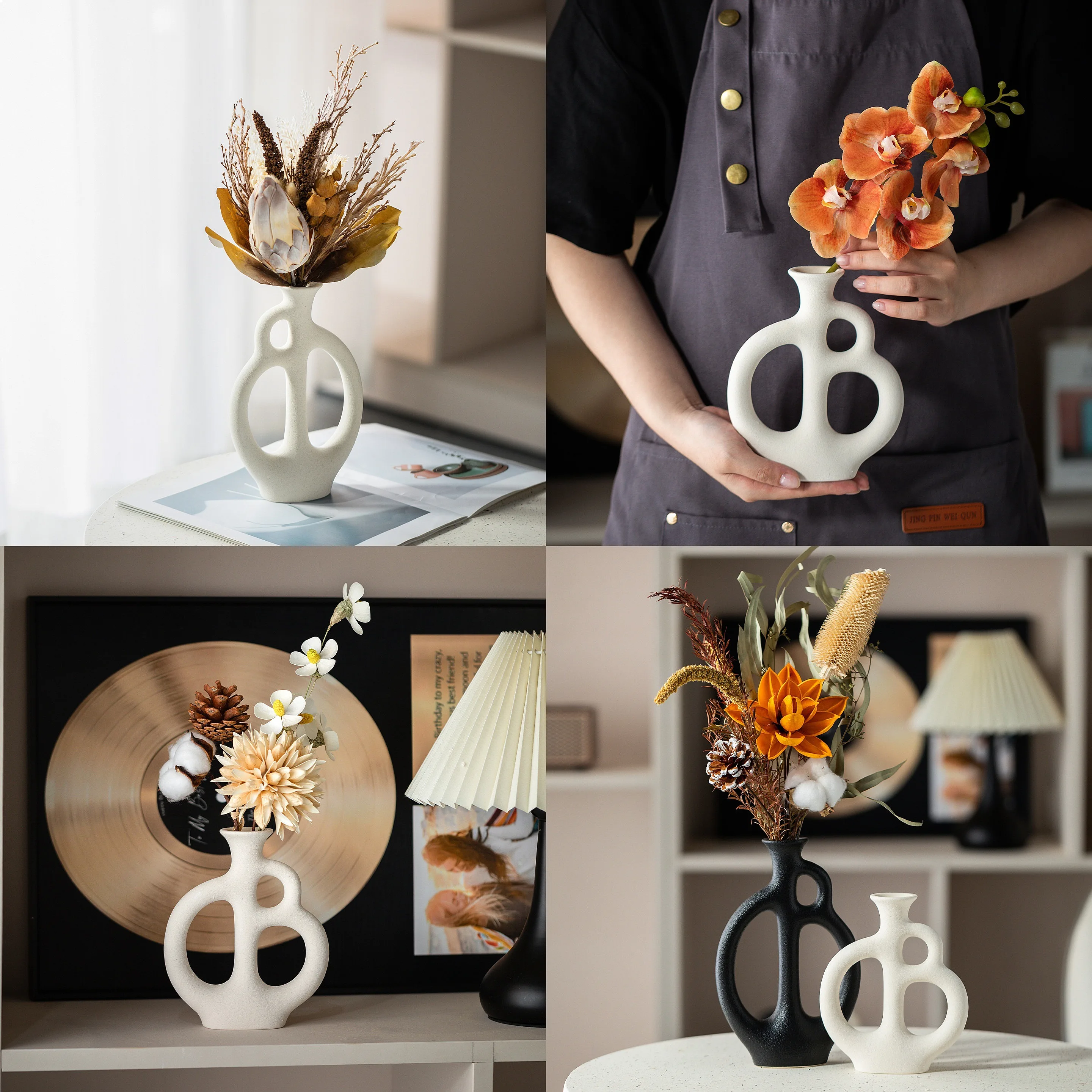 Creative Irregular Ceramic Vase, Ins Style Home Office Table Decoration for Dried Flowers