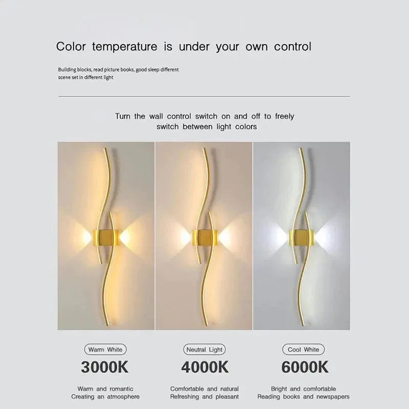 Imagem -05 - Modernas Luzes de Parede Led Arandelas Brancas Internas Lâmpadas do Quarto Arandelas de Cabeceira Corredor e Corredor Iluminação Interior para Casa