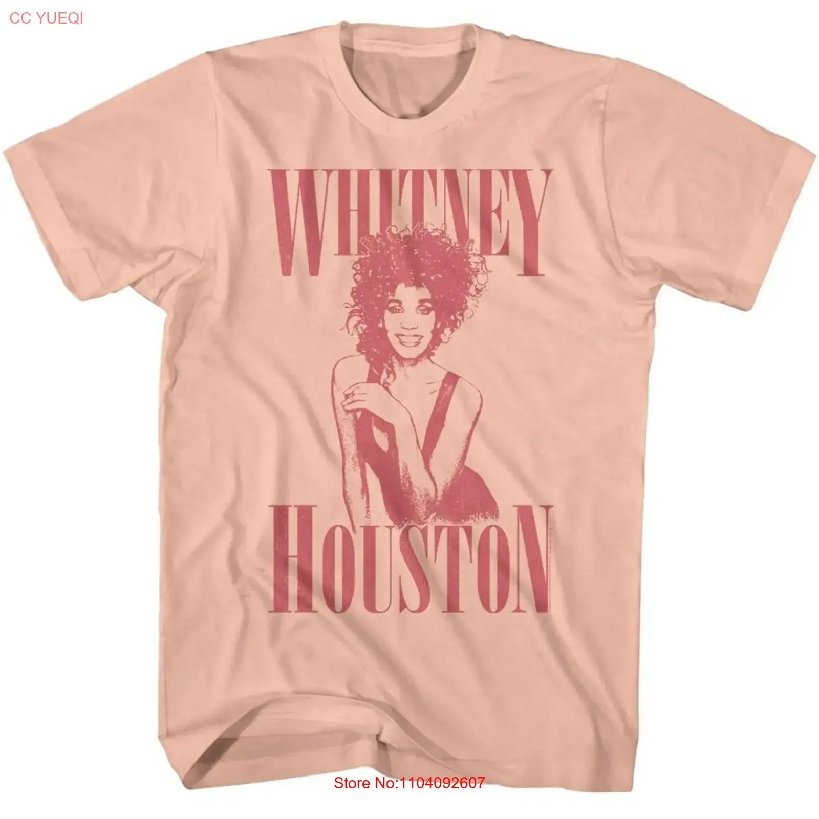 Whitney Houston Monochrome Whit Peach T Shirt vintage Washed Comfortable graphic Versatile Casual Unisex streetwear Slightly