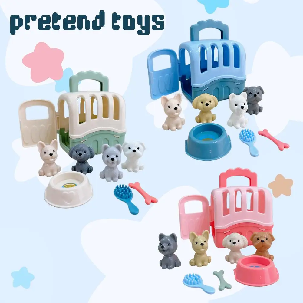 جديد لطيف جرو صغير التظاهر اللعب لعبة الحيوان الكلب دمية مجموعة الكلب سلة الحيوانات الأليفة زخرفة الاطفال اللعب الحواس البصرية المشهد اللعب حلية #6