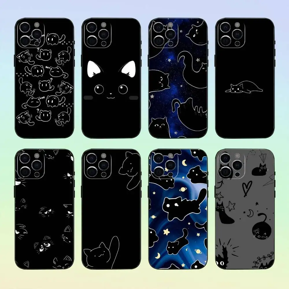 

Cartoon C-Cat Phone Case Silicone Soft For IPhone 17 16 15 14 13 12 11 Black Soft Silicone case