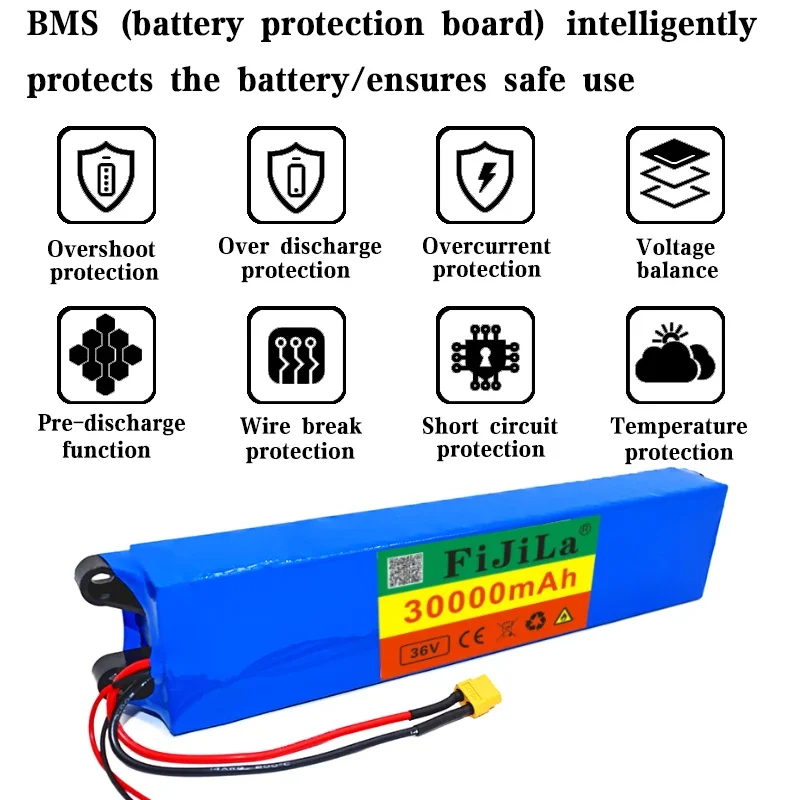 100% Genuine 36V 30Ah Lithium Ion Battery Pack, Suitable for  10s3p  M365  Pack Electric Scooter BMS + Charger