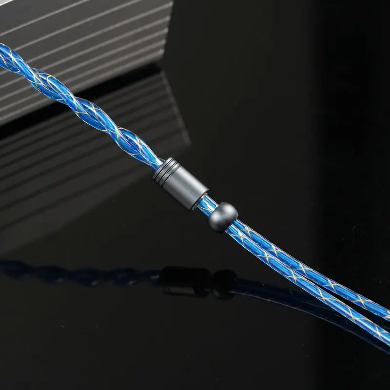 XINHS S32 Kabel Earphone HIFI Lapis Perak Tembaga Kristal Tunggal Malaikat Biru 2-Core