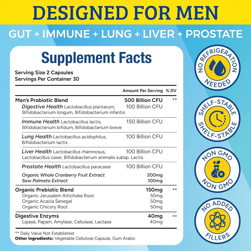 Probiotics, 500 billion colony units and 12 strains, prebiotics and probiotics,digestive enzymes,intestinal and bloating support
