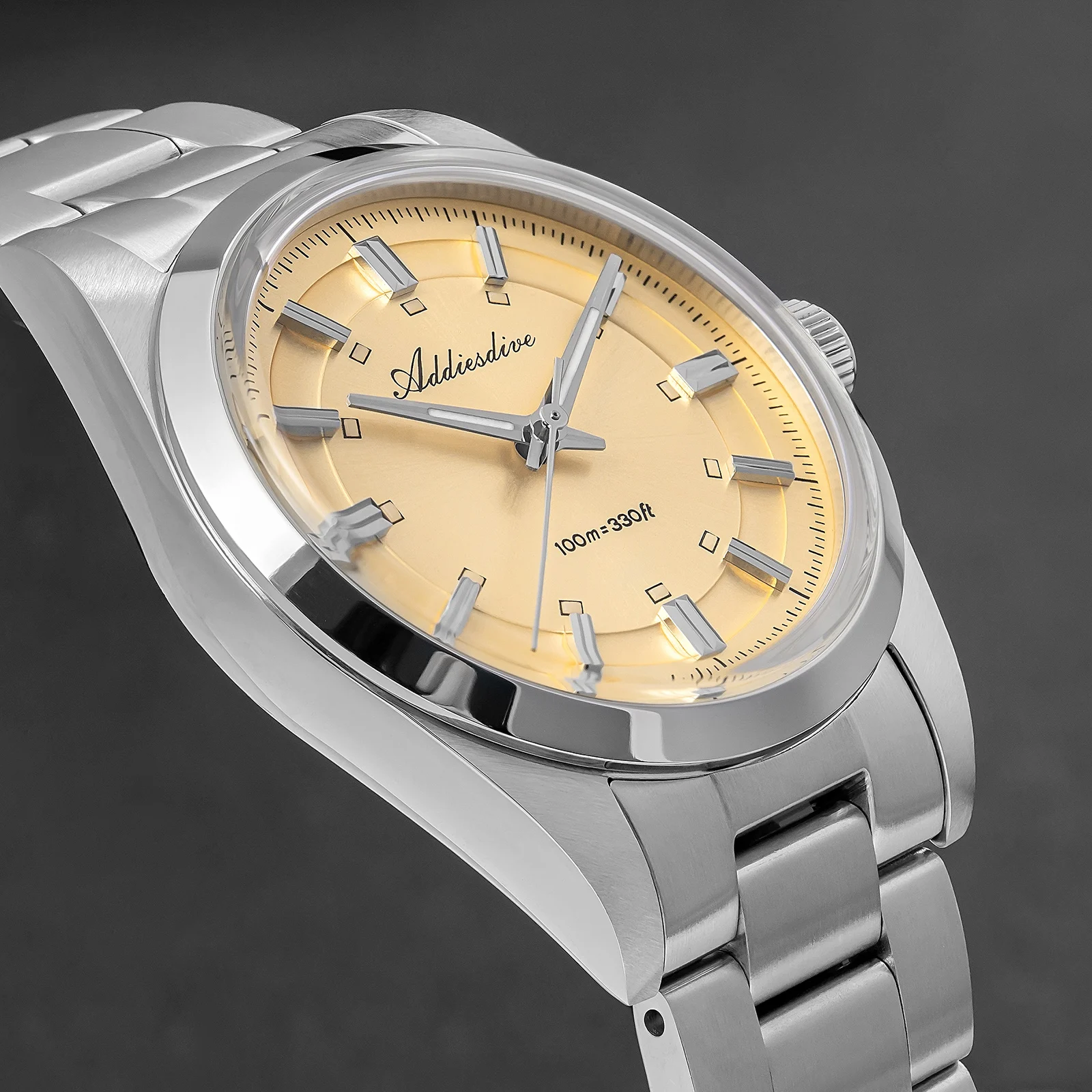 ADDIESDIVE Super Luminous Japan VH31 Ladies Watches 10Bar Waterproof Bubble Mirror Glass Quartz Watch Stainless Steel Wristwatch view 5
