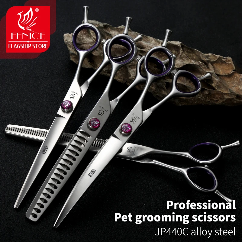 Fenice 7.0/8.0inch Professional Dog Grooming Scissors Thinning Chunker Shears JP440C Pets Dogs Groomer Tools