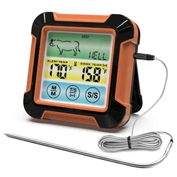 Digital Food Thermometer Kitchen BBQ Baking Thermometer Oven Meat Thermometer Stainless Steel Probe Alarm Timer Cooking Tools