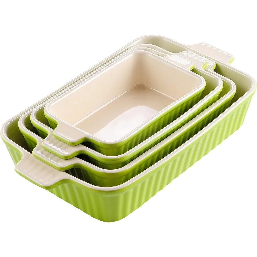 

Bakeware Set of 4, Porcelain Baking Pans Set for Oven, Casserole Dish, Ceramic Rectangular Baking Dish (9.4"/11.1"/12.2"/14.7")