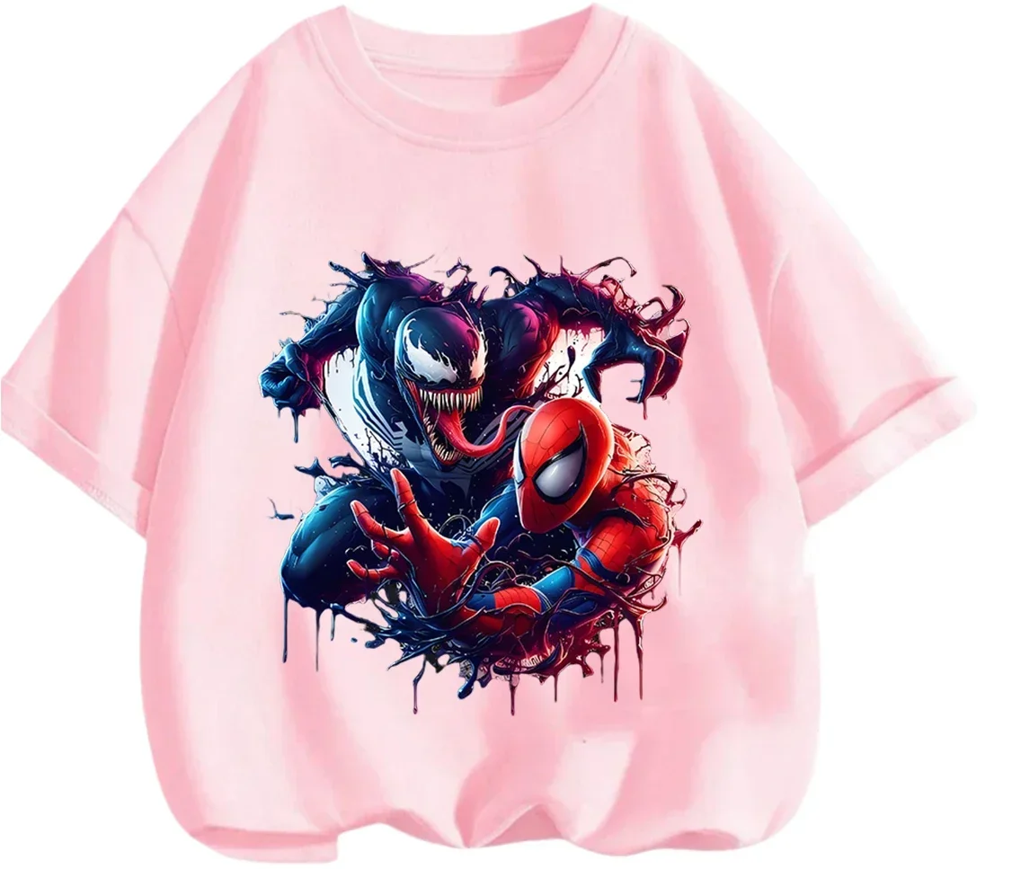 

T-shirt à col rond Venom 2026, motif dessin animé mignon, pour garçons et filles de 3 à 14 ans, été, Kawaii, Street,modetendance