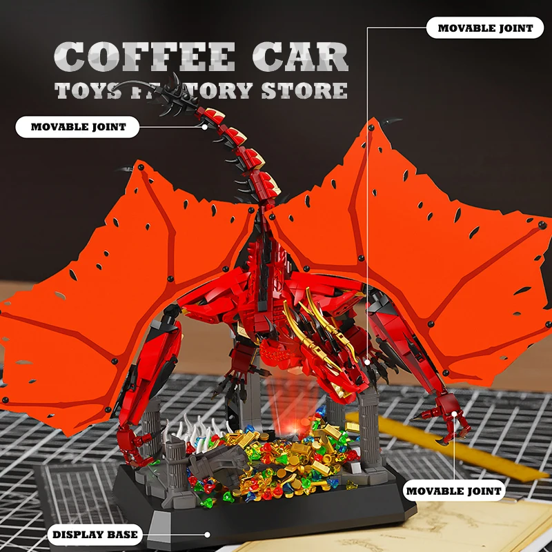 MOC 브릭 플라잉 드래곤 세트 영화 장면 액션 피규어 퍼즐 장난감 마법 동물 빌딩 블록 3D 모델 어린이 성인 선물 신제품