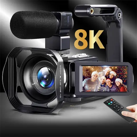 녹음기 울트라 HD 와이파이 휴대용 녹화 캠코더, 8K 비디오 카메라, 3 인치 LCD 터치 스크린, 60FPS, 64MP, 18x 디지털 줌 카메라 Best5