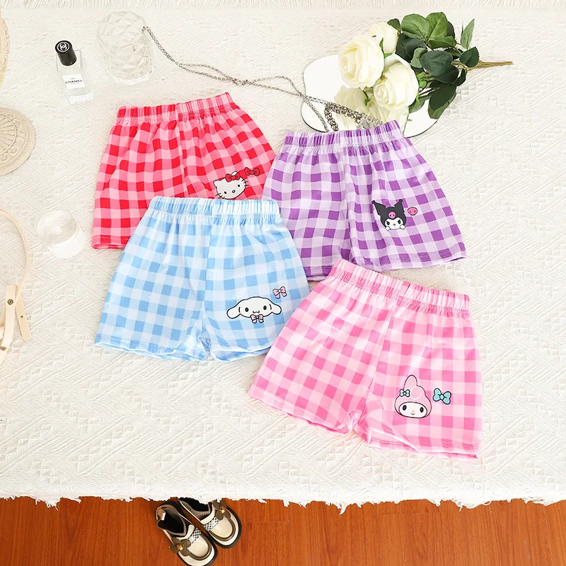 Kawaii Sanrio Summer Kids Suit Kuromi Cinnamoroll Hello Kitty My Melody Pajamas Girl Pants Clothes Set Children Nightgown Anime