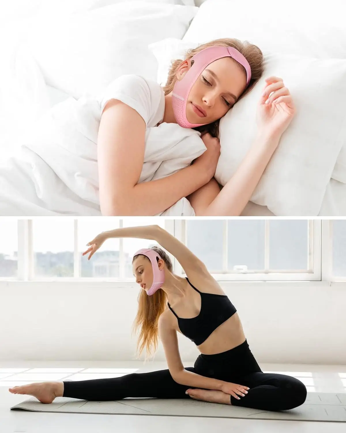 Cinghia per il viso riutilizzabile, maschera a V, doppio riduttore per il mento, cerotto per il mento, cinturino per il mento, cintura a V, maschera per il viso a forma di V per cedimenti